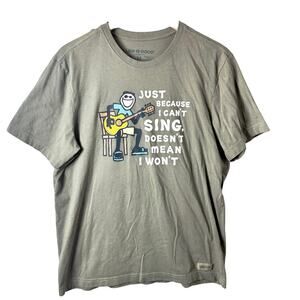 Life is Good T-Shirt Men’s Size Medium Guitar Graphic Sing Casual Funny Cotton